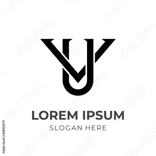 letter UV logo vector with flat black style