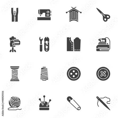 Sewing atelier vector icons set