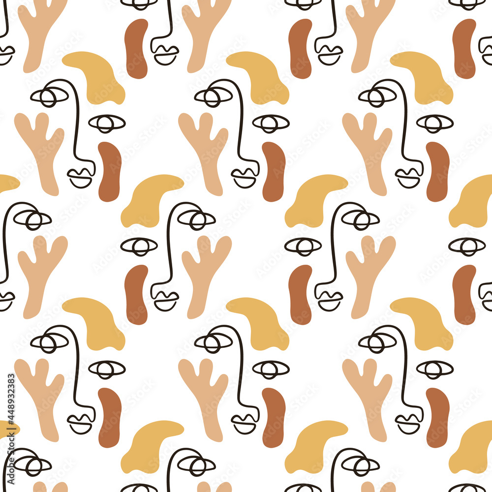 Abstract faces seamless pattern background