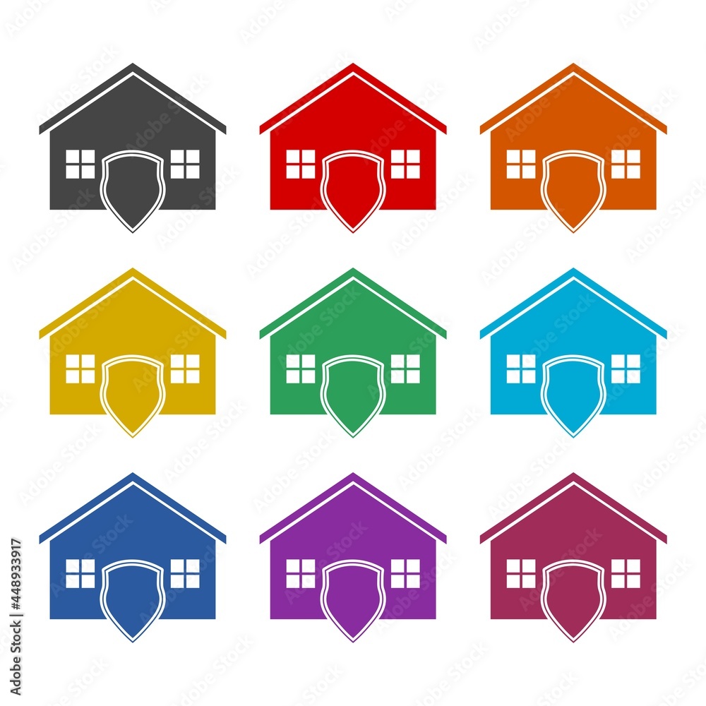 Home security color icon set isolated on white background Home security color icon set isolated on white background
