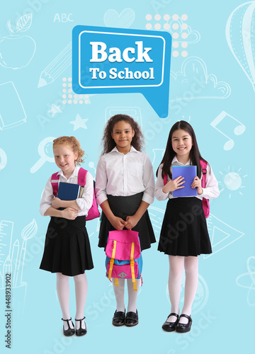 Cute little schoolgirls on ...