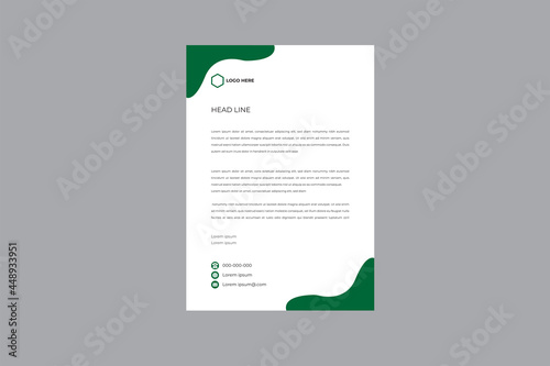 Simple creative and Clean green Color Vector Letter Head Template with standard sizes