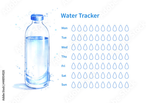 Water tracker with bottle of water photo