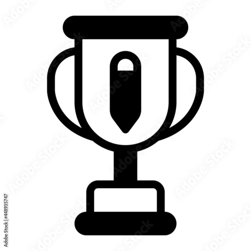 Trophy icon with glyph style. Suitable for website design, logo, app and UI. Based on the size of the icon in general, so it can be reduced.