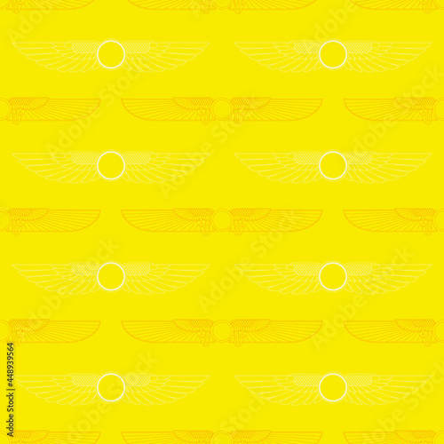 Seamless pattern with ancient egyptian symbol Winged sun for your project