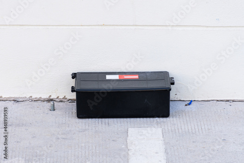 Wallpaper Mural Poison rat trap box on the floor. Outdoor poison rat station in factory. Torontodigital.ca