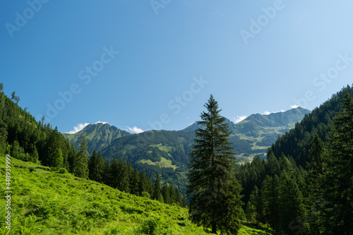 beautiful panoramic view in the mountains the hohe tauern national park in austria at a sunny summer day