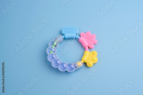 Baby Teether on blue background