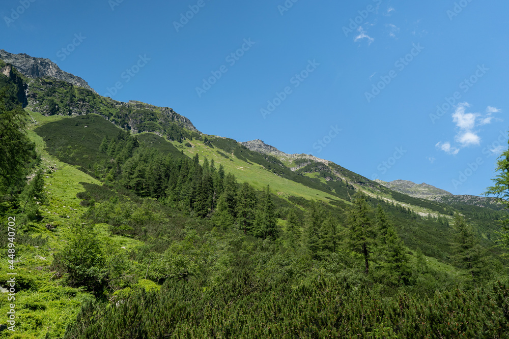 beautiful panoramic view in the mountains the hohe tauern national park in austria at a sunny summer day beautiful panoramic view in the mountains the hohe tauern national park in austria at a sunny summer day