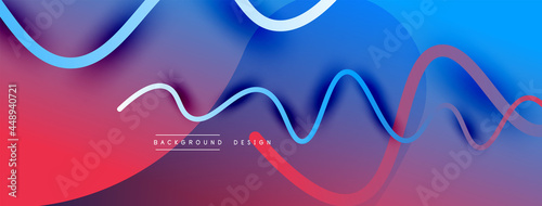 Abstract gradient background with wave line with shadow effect. Geometric composition. 3D shadow effects and fluid gradients