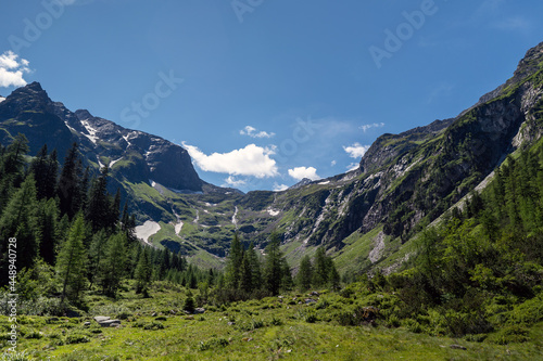 beautiful panoramic view in the mountains the hohe tauern national park in austria at a sunny summer day © Chamois huntress