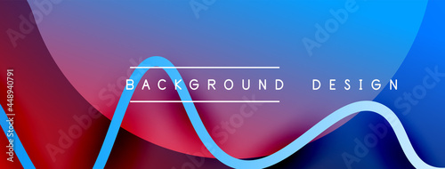 Abstract gradient background with wave line with shadow effect. Geometric composition. 3D shadow effects and fluid gradients