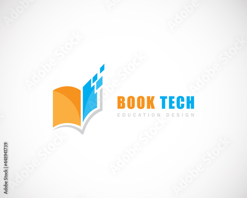 book tech logo creative design concept pixel education technology