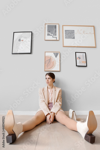 Woman at exhibition in mode...