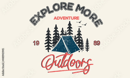 Mounting summer camping artwork for t shirt , sweatshirt, poster, sticker and others.