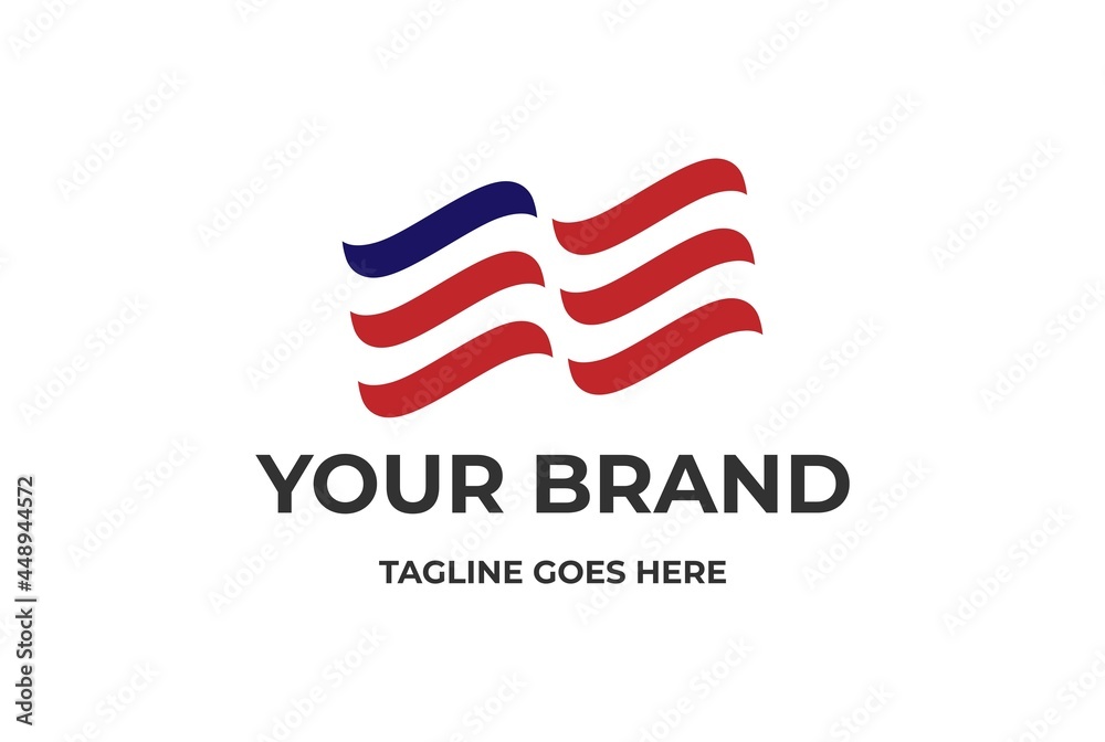 Simple Minimalist American USA US Flag Logo Design Vector