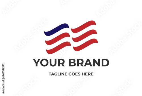 Simple Minimalist American USA US Flag Logo Design Vector