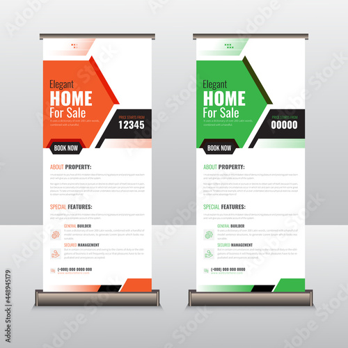 Real Estate Roll Up Banner Template | Real estate Construction Stand Banner Vector | Exhibition Banner