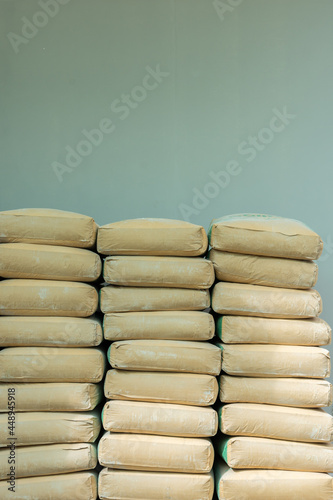 Cement in brown bags