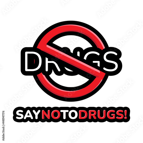 no drugs sign and lettering vector design