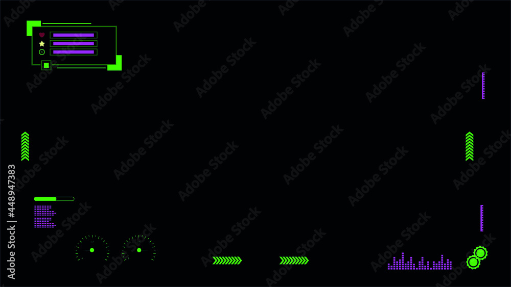 Interface for PC video games, vector.
