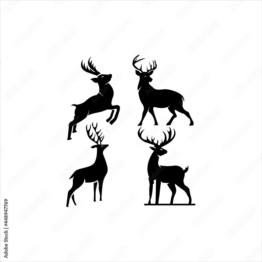 collection of deer silhouette vector logo collection of deer silhouette vector logo