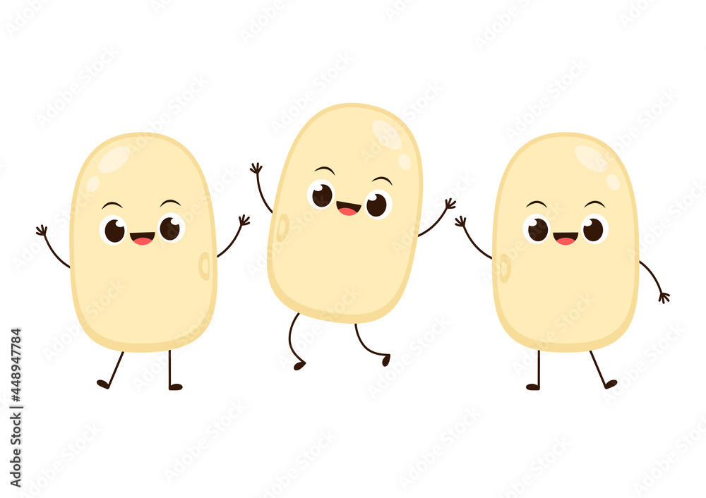 Soybean character design. Soybean on white background.