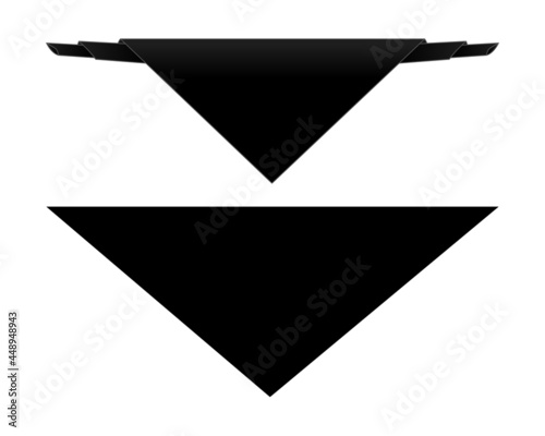 Blank Black Triangle Scout Scarf Template on White Background, Vector File.