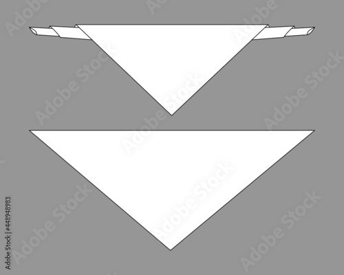 White Triangle Scout Scarf Template on Gray Background, Vector File.