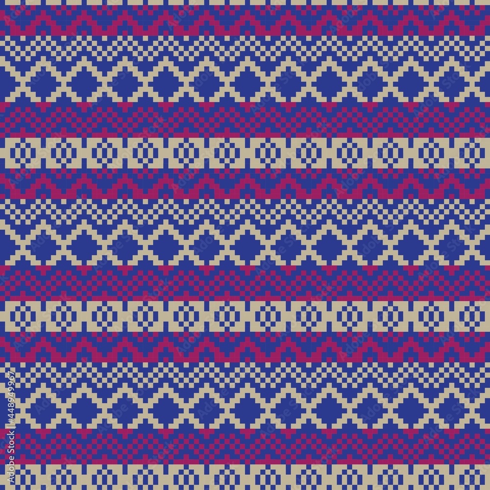 Purple Christmas Fair Isle Seamless Pattern Background Purple Christmas Fair Isle Seamless Pattern Background