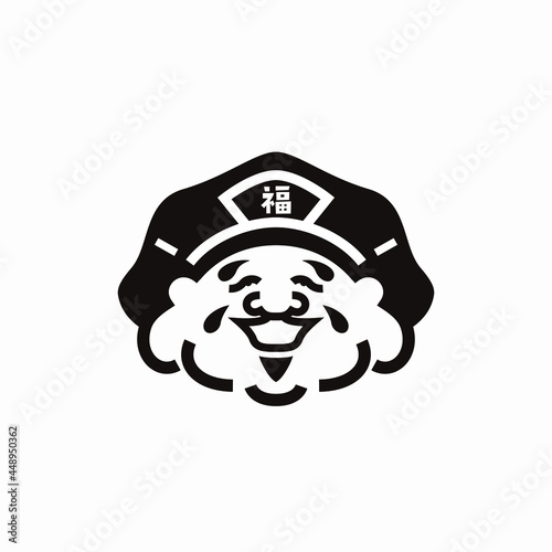 ロゴデザインのための、笑う七福神の大黒様のイラスト