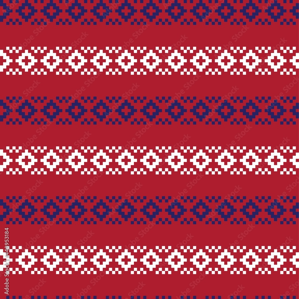 Red Christmas Fair Isle Seamless Pattern Background Red Christmas Fair Isle Seamless Pattern Background