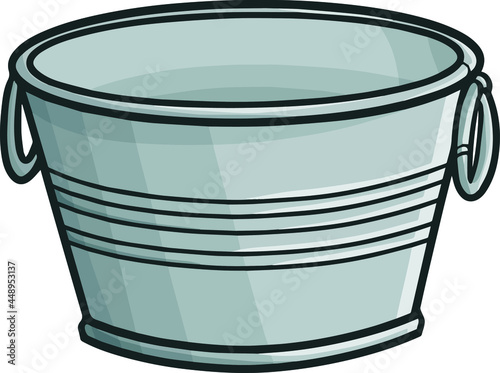 Cool wide metal bucket in simple doodle style