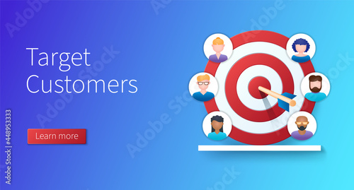 Target customers banner in 3D style