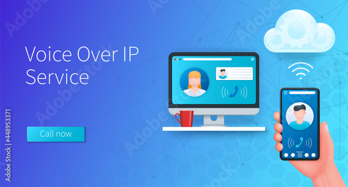 Voice over IP illustration in 3D style