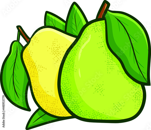 Funny two pears in cartoon style