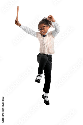Jumping African-American sc...