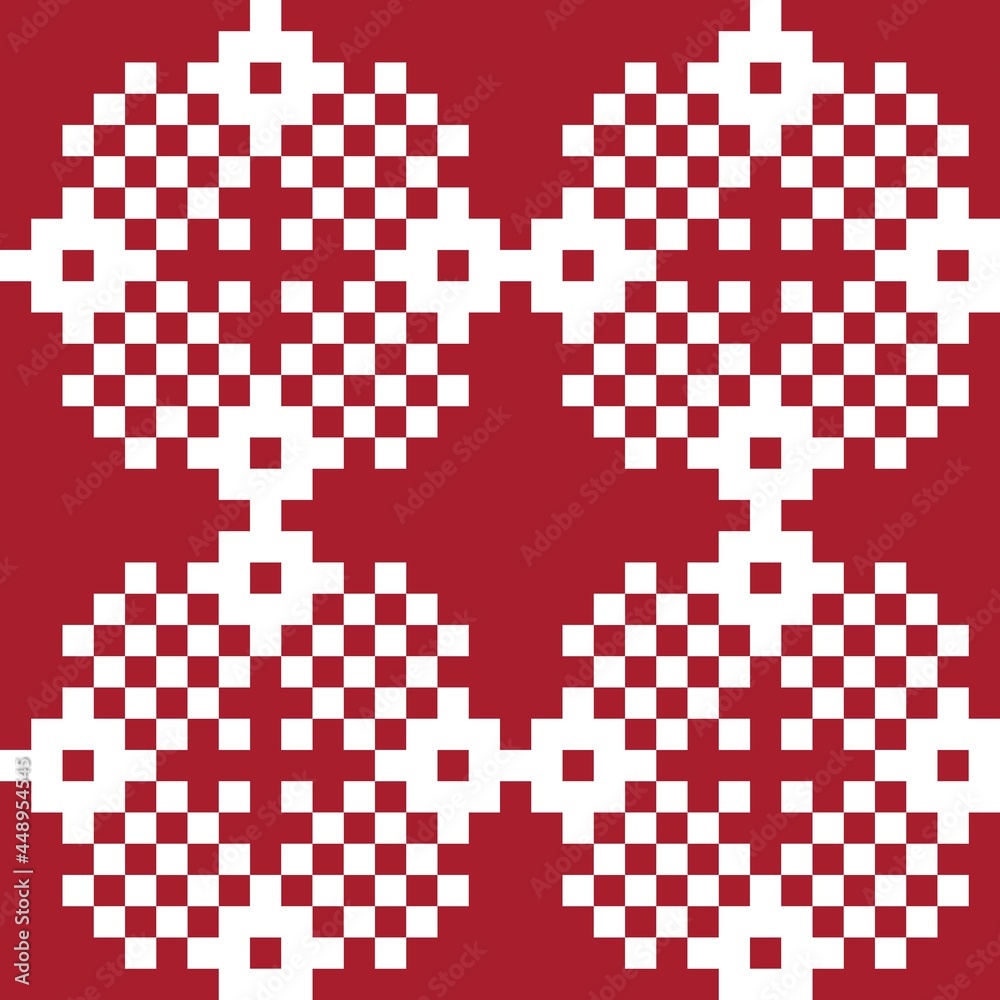 Fototapeta premium Red Christmas Fair Isle Seamless Pattern Background