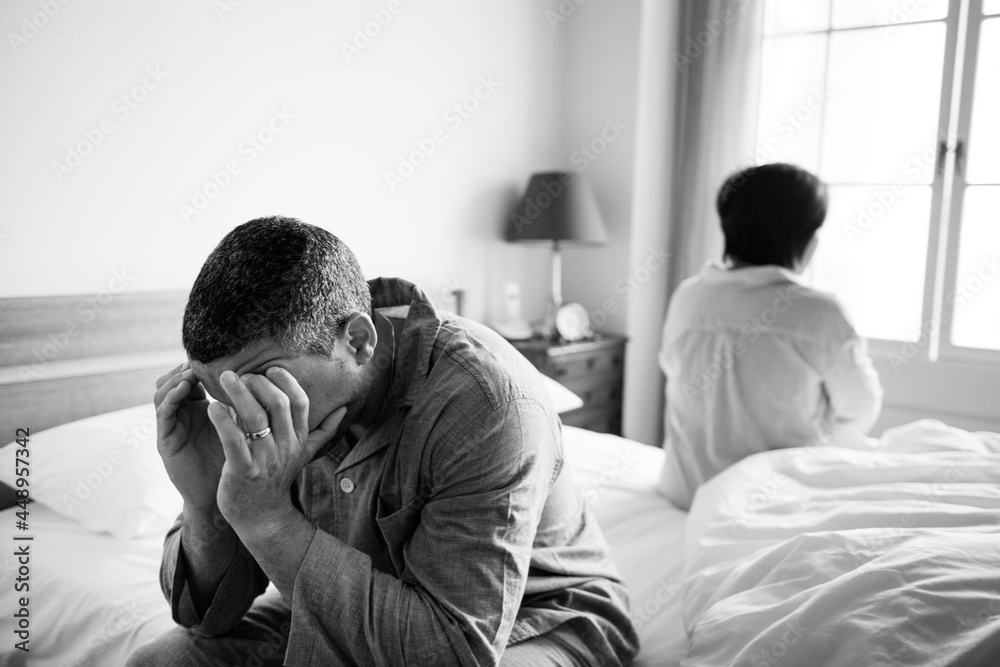 Unhappy married couple not talking to one another Unhappy married couple not talking to one another