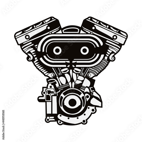 motorcycle engine design vector isolated on white background.