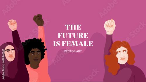 Vector Illustration Web banner to use on a feminist website or event site. 