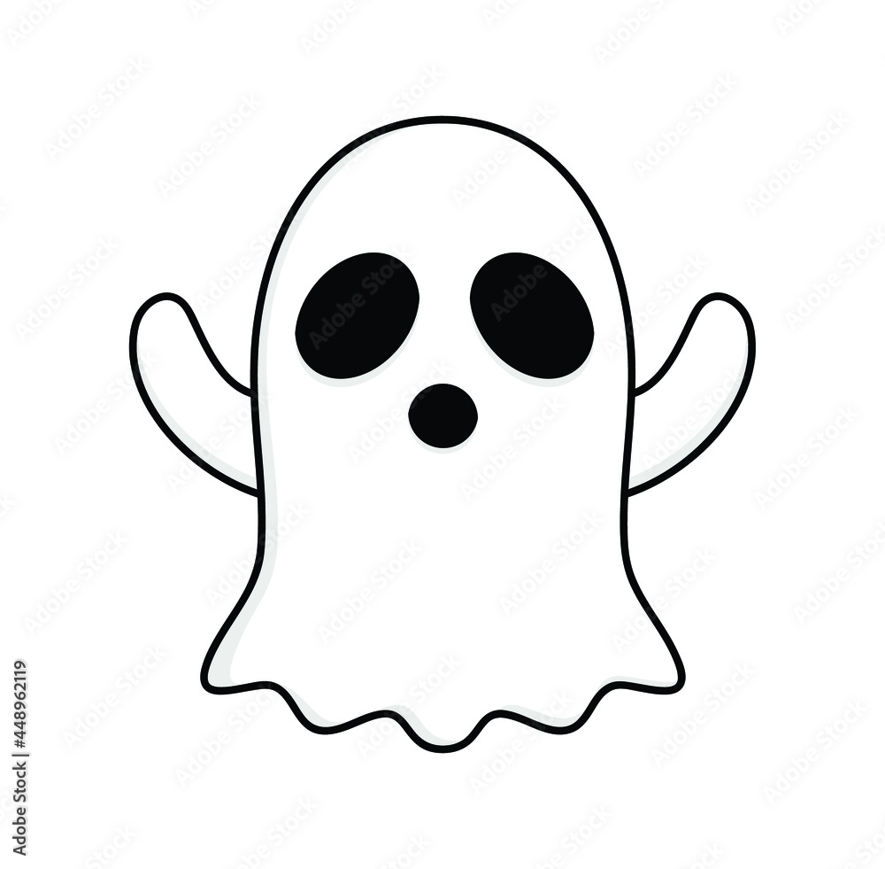 Ghost cartoon vector illustration isolated on white background. Ghost icon. Ghost cartoon vector illustration isolated on white background. Ghost icon.