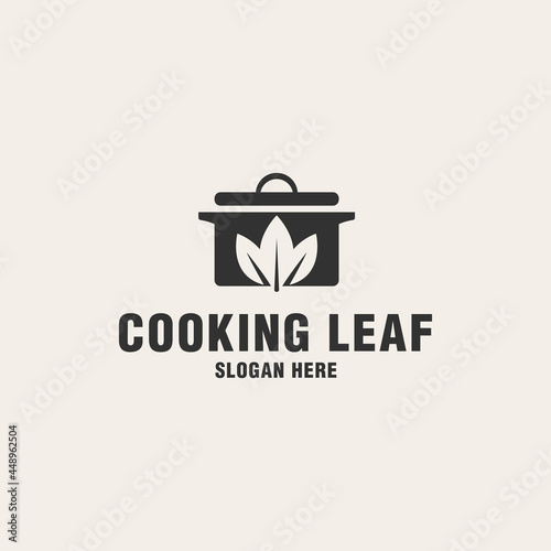 Cooking leaf logo template on monogram style