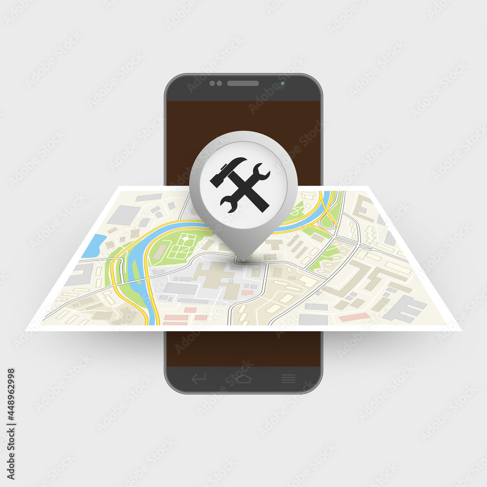 City map itinerary route navigation smartphone, phone point marker, drawing 3d schema, city plan GPS navigation tablet, itinerary destination arrow paper city map. Route delivery check point graphic City map itinerary route navigation smartphone, phone point marker, drawing 3d schema, city plan GPS navigation tablet, itinerary destination arrow paper city map. Route delivery check point graphic