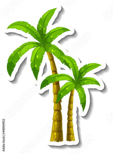 A sticker template with tropical palm tree isolated