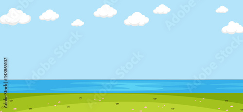 Empty park scene with river in simple style