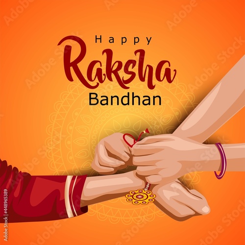 Indian brother and sister wearing surgical mask. happy Raksha Bandhan festival. Rakhi celebration in india vector illustration.