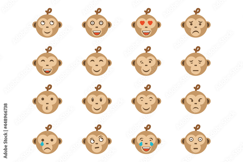 set of vector monkey emoticons set of vector monkey emoticons