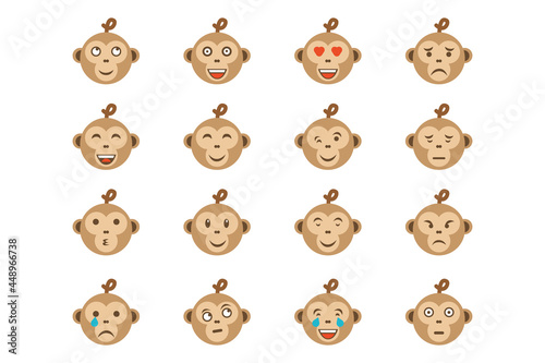 Canvas Print set of vector monkey emoticons