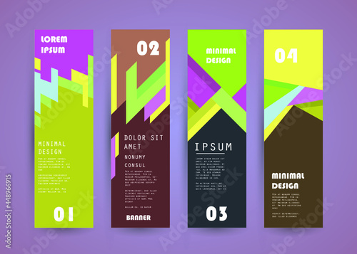 Wallpaper Mural Abstract geometric pattern background for brochure cover design. Blue, yellow, red, orange, pink and green vector banner template Torontodigital.ca